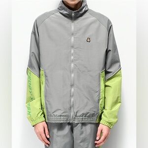 Teddy Fresh Gray/Green Nylon Full Zip Windbreaker